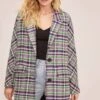 Keller Plaid Coat -Astr The Label Shop ACT15537B GREEN NAVY MULTI PLAID 2