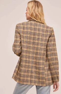 Greta Blazer -Astr The Label Shop ACT15553 HONEY MUSTARD PLAID 5