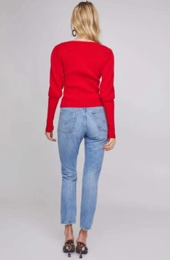 Marina Puff Sleeve Sweater 15 Marina Puff Sleeve Sweater -Astr The Label Shop ACT15585 VIBRANT RED 4A