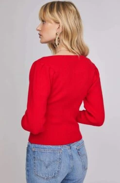 Marina Puff Sleeve Sweater 16 Marina Puff Sleeve Sweater -Astr The Label Shop ACT15585 VIBRANT RED 6A