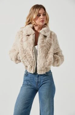 Suzanne Faux Fur Jacket -Astr The Label Shop ACT15588C OATMEAL 2