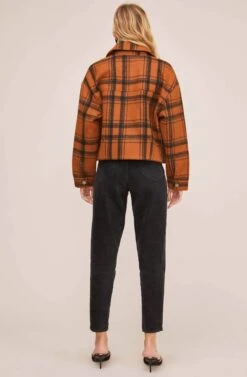 Dakota Plaid Jacket -Astr The Label Shop ACT15589 RUST BLACK PLAID 4
