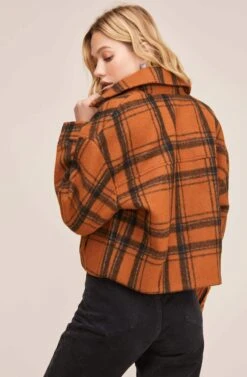 Dakota Plaid Jacket -Astr The Label Shop ACT15589 RUST BLACK PLAID 5