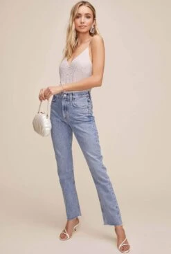 Stardust Embellished Bodysuit -Astr The Label Shop ACT15646 SANDSTONE 1