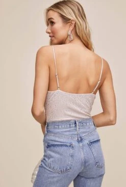 Stardust Embellished Bodysuit -Astr The Label Shop ACT15646 SANDSTONE 5
