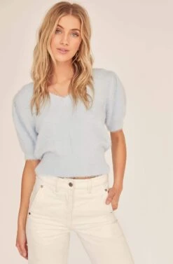 Alina Puff Sleeve Sweater 17 Alina Puff Sleeve Sweater -Astr The Label Shop ACT15731 SKY BLUE 2A