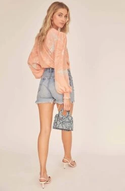 Dixie Floral Sketch Bodysuit -Astr The Label Shop ACT15781 CORAL SKETCH FLORAL 3A