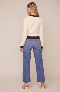 Bi-Coastal Cropped Cardigan -Astr The Label Shop ACT15786L CREAM BLACK 3