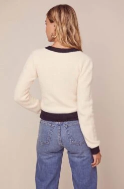 Bi-Coastal Cropped Cardigan -Astr The Label Shop ACT15786L CREAM BLACK 4
