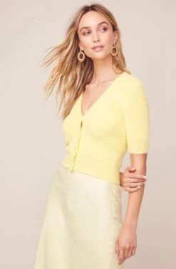 Cloud Nine Short Sleeve Cardigan -Astr The Label Shop ACT15786 LEMONADE 3