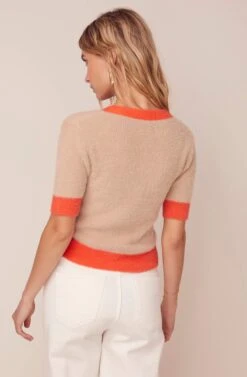 Cloud Nine Short Sleeve Cardigan -Astr The Label Shop ACT15786 TAUPE CORAL 4