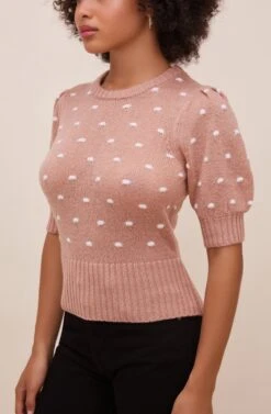 Melba Polka Dot Sweater -Astr The Label Shop ACT15824 DARKBLUSHWHITE 4