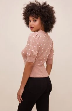 Melba Polka Dot Sweater -Astr The Label Shop ACT15824 DARKBLUSHWHITE 6