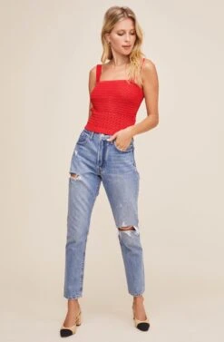 Darci Smocked Top 15 Darci Smocked Top -Astr The Label Shop ACT15849 RED 1