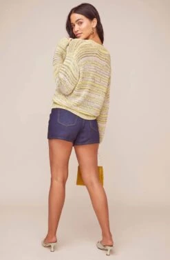 Kent Wrap Sweater -Astr The Label Shop ACT15860 NEON LEMON BLACK 3