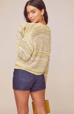 Kent Wrap Sweater -Astr The Label Shop ACT15860 NEON LEMON BLACK 4