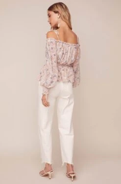 Harlee Floral Cold Shoulder Top -Astr The Label Shop ACT15929 PEACH GREY FLORAL 3