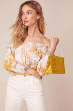 In A Daze Off Shoulder Tie Dye Top 15 In A Daze Off Shoulder Tie Dye Top -Astr The Label Shop ACT15942 LEMON PINK TIE DYE 2