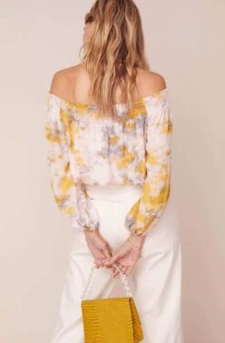 In A Daze Off Shoulder Tie Dye Top 14 In A Daze Off Shoulder Tie Dye Top -Astr The Label Shop ACT15942 LEMON PINK TIE DYE 5