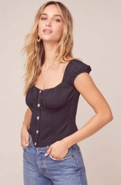 Billie Jean Puff Sleeve Top -Astr The Label Shop ACT15948 BLACK 2