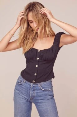 Billie Jean Puff Sleeve Top -Astr The Label Shop ACT15948 BLACK 3