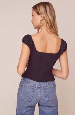 Billie Jean Puff Sleeve Top -Astr The Label Shop ACT15948 BLACK 5
