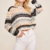Jaded Stripe Sweater 1 Jaded Stripe Sweater -Astr The Label Shop ACT15960 BLACK TEAL MULTI STRIPE 2