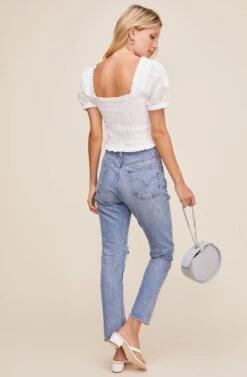 Hudson Puff Sleeve Smocked Top -Astr The Label Shop ACT15992 WHITE 3