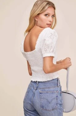 Hudson Puff Sleeve Smocked Top -Astr The Label Shop ACT15992 WHITE 4