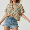 Tourist Tropical Print Short Sleeve Top -Astr The Label Shop ACT16041L TROPICALPAPAYA 1450
