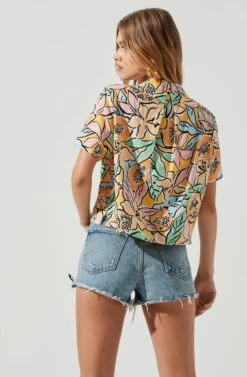 Tourist Tropical Print Short Sleeve Top -Astr The Label Shop ACT16041L TROPICALPAPAYA 1458