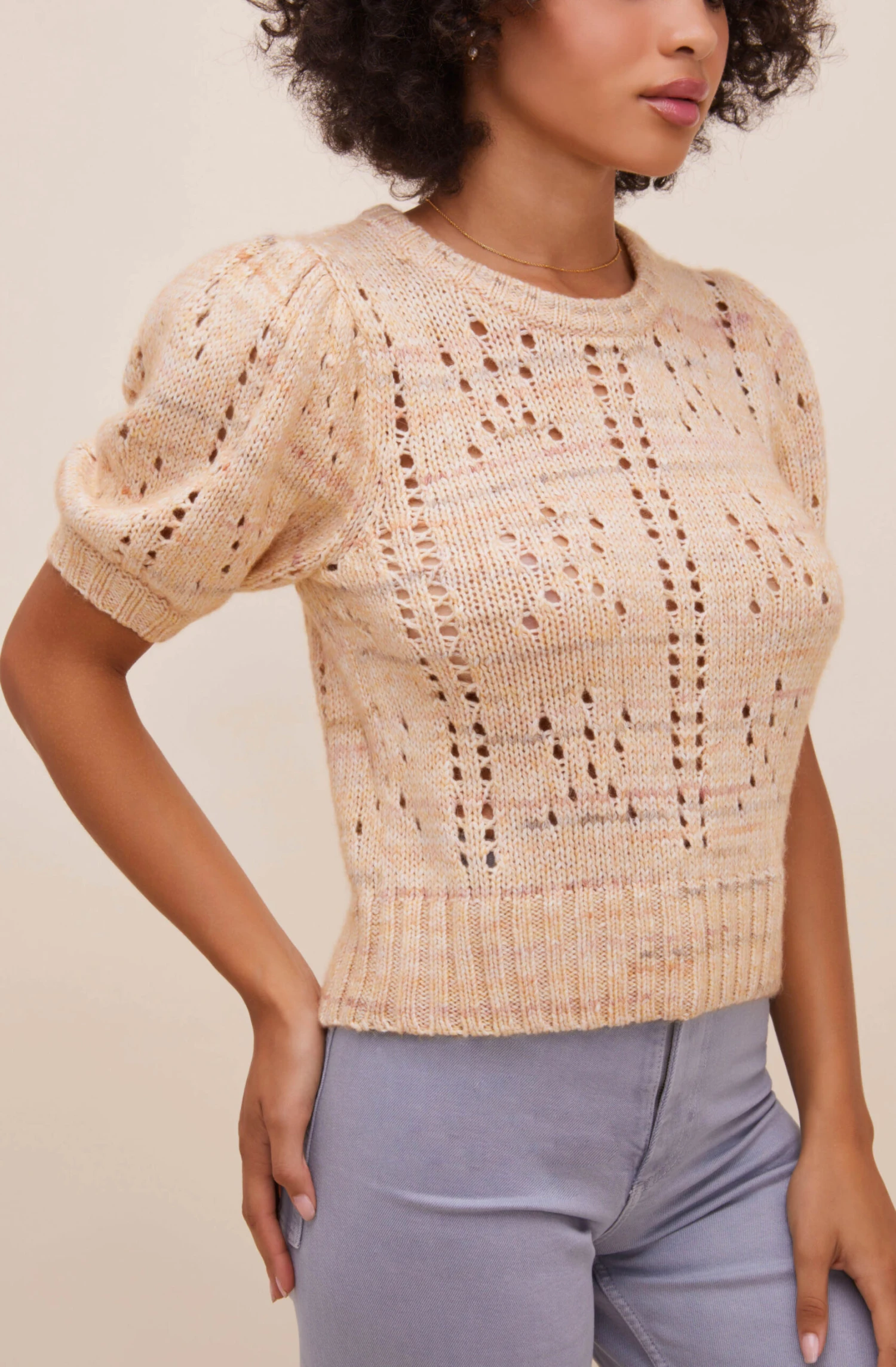 Songstress Pointelle Short Sleeve Sweater 6 Songstress Pointelle Short Sleeve Sweater - Image 4