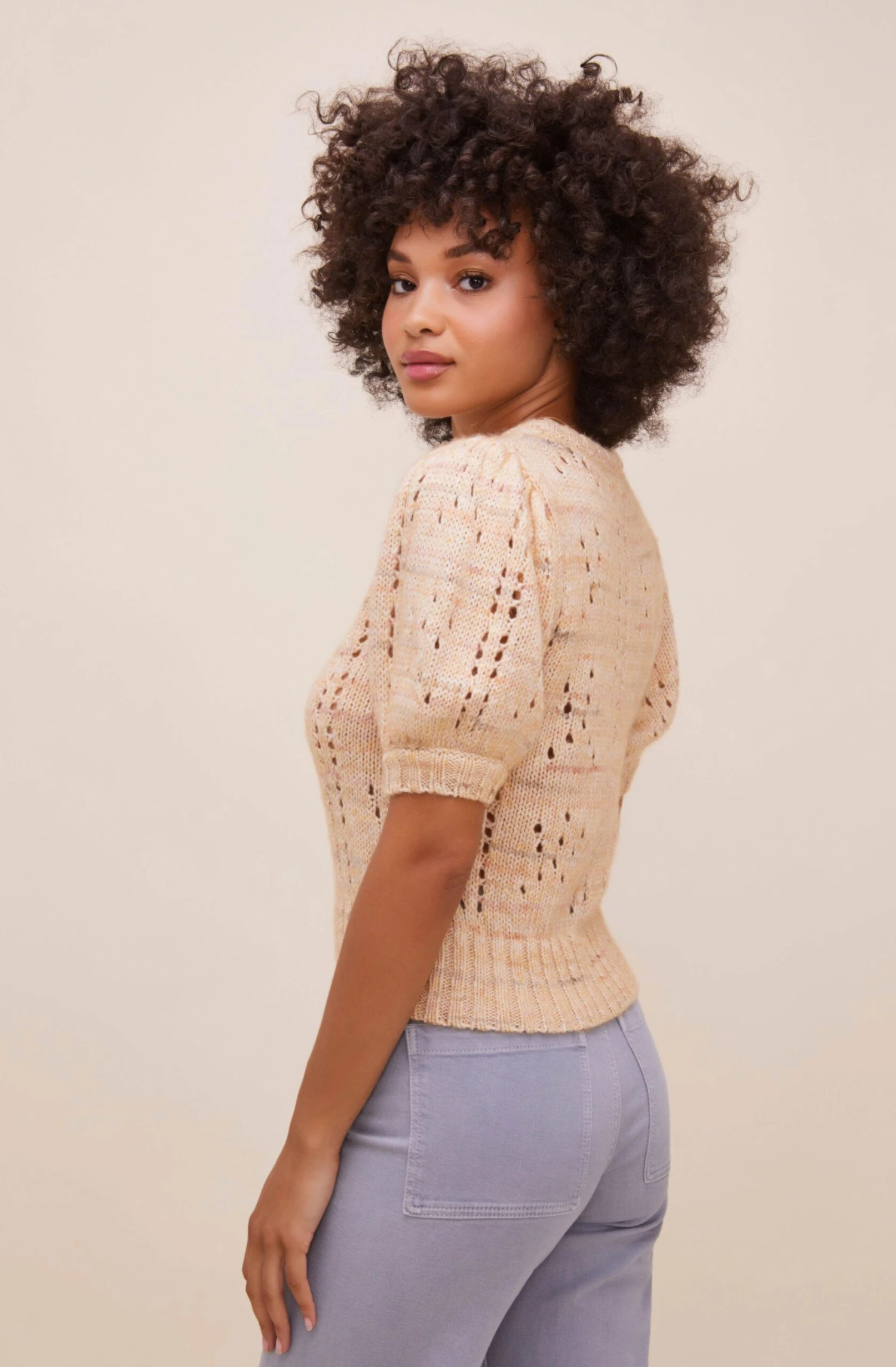 Songstress Pointelle Short Sleeve Sweater 4 Songstress Pointelle Short Sleeve Sweater - Image 2