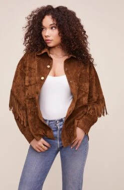 Etta Fringe Jacket -Astr The Label Shop ACT16123 BROWN 2