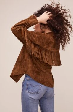 Etta Fringe Jacket -Astr The Label Shop ACT16123 BROWN 7