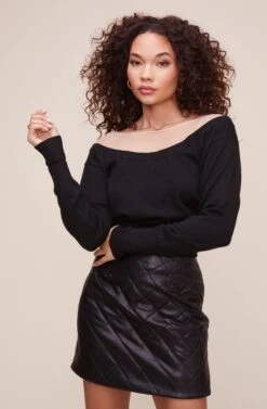 Briana Colorblock Sweater -Astr The Label Shop ACT16129 NUDE BLACK 3