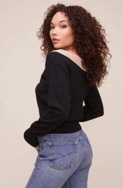 Briana Colorblock Sweater -Astr The Label Shop ACT16129 NUDE BLACK 8