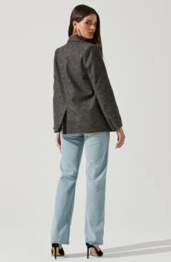 Harlow Herringbone Blazer 7 Harlow Herringbone Blazer -Astr The Label Shop ACT16133H BROWN BLUEHERRINGBONE 3 NEW