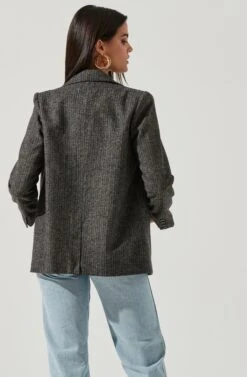 Harlow Herringbone Blazer 9 Harlow Herringbone Blazer -Astr The Label Shop ACT16133H BROWN BLUEHERRINGBONE 4 NEW