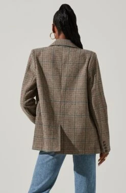 Harlow Plaid Blazer -Astr The Label Shop ACT16133W BROWN GREENPLAID 4