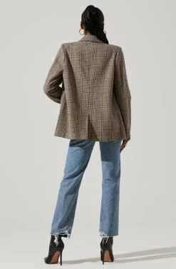 Harlow Plaid Blazer -Astr The Label Shop ACT16133W BROWN GREENPLAID 5