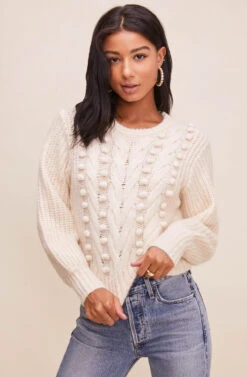 Tina Pom Pom Sweater -Astr The Label Shop ACT16146 CREAM 4