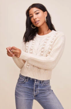 Tina Pom Pom Sweater -Astr The Label Shop ACT16146 CREAM 5