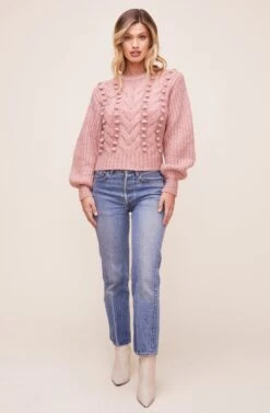 Tina Pom Pom Sweater -Astr The Label Shop ACT16146 DUSTY ROSE 1