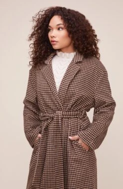Roxanne Houndstooth Coat -Astr The Label Shop ACT16166 MOCHA MULTI 3
