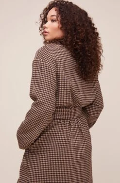 Roxanne Houndstooth Coat -Astr The Label Shop ACT16166 MOCHA MULTI 5
