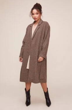 Roxanne Houndstooth Coat -Astr The Label Shop ACT16166 MOCHA MULTI 6