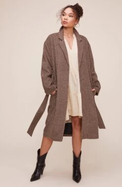 Roxanne Houndstooth Coat -Astr The Label Shop ACT16166 MOCHA MULTI 7