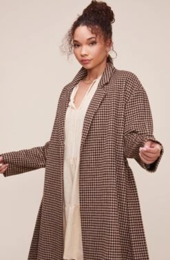 Roxanne Houndstooth Coat -Astr The Label Shop ACT16166 MOCHA MULTI 8