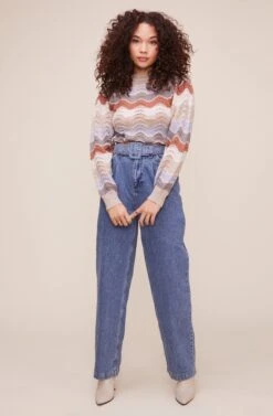 Emma Chevron Sweater 14 Emma Chevron Sweater -Astr The Label Shop ACT16173 TAUPE BLUE MULTI 1